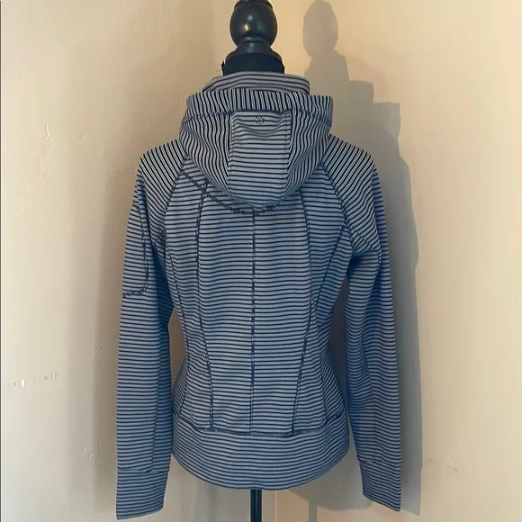 Athleta Striped Blue Full Zip Hoodie, Size Large - Picture 3 of 8